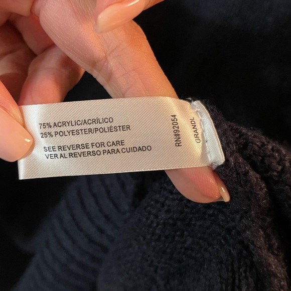 Nordstrom By Design Cupid Pompom Mock Neck Sweater Navy Blue Medium EUC - Picture 7 of 9